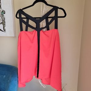 (Bisou Bisou) Black and Orange Tank Top, Size XL